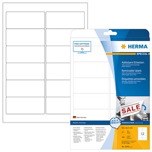 HERMA Etiketten 4348 weiß 96,0 x 42,3 mm, 25 Blatt