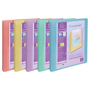 Exacompta Kreacover Präsentationsringbuch 4-Ringe farbsortiert 4,0 cm DIN A4, 15 St.