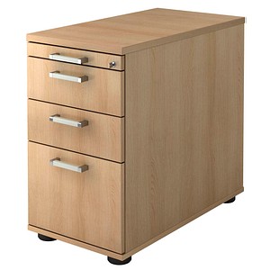 HAMMERBACHER Solid Standcontainer eiche 4 Auszüge Stahl-Bügelgriff chrom, gebürstet 42,8 x 80,0 x 72,0 - 76,0 cm