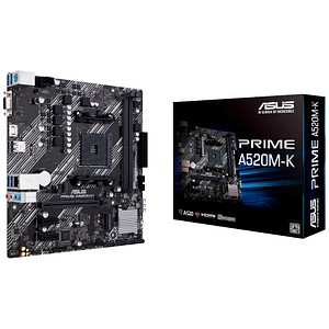ASUS Prime A520M-K Mainboard, AM4, Micro-ATX, A520, 64 GB