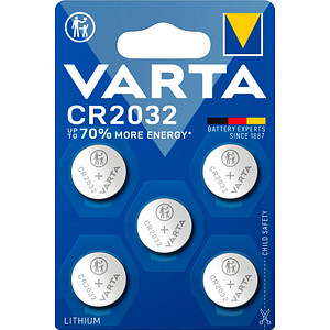 5 VARTA Knopfzellen CR2032 3,0 V