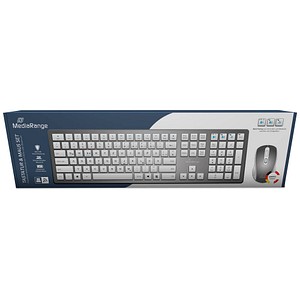 MediaRange MROS135 Tastatur-Maus-Set kabellos silber, weiß