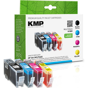 büroplus schwarz, kompatibel zu cyan, KMP 4er-Set 364 HP H108V ++ Druckerpatronen magenta, gelb (N9J73AE),