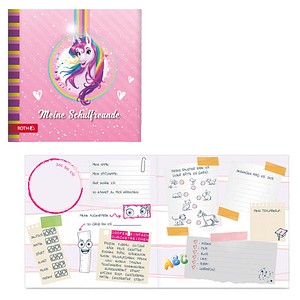ROTH Freundebuch Einhornportrait ca. DIN A4 liniert, rosa Hardcover 64 Seiten, 1 St.