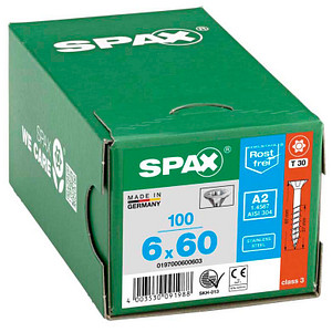 SPAX® Universalschrauben T30 Senkkopf Edelstahl A2 6 mm x 60 mm, 100 St.