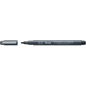Pentel Pointliner Calligraphy S20P-C20A Fineliner schwarz 2,0 mm, 1 St.