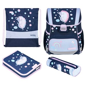 herlitz Schulranzen-Set Loop Plus Unicorn Dreams Kunstfaser grün