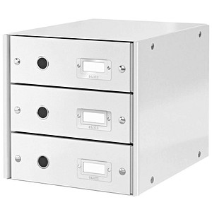 LEITZ Schubladenbox Click & Store  weiß 60480001, DIN A4 mit 3 Schubladen