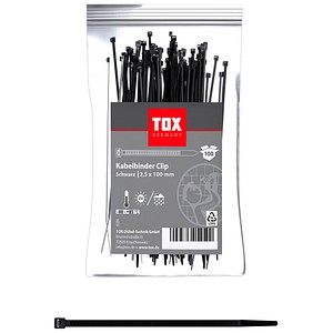 TOX Kabelbinder Clip schwarz 100,0 mm x 2,5 mm, 100 St.