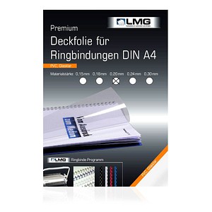 LMG Deckfolien für Bindemappen PREMIUM transparent, DIN A4 0,2 mm, 100 St.