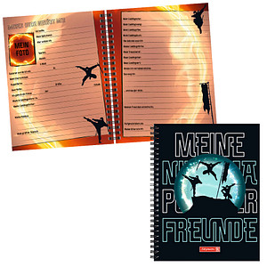 BRUNNEN Freundebuch Ninja Power ca. DIN A5 liniert, schwarz/blau Hardcover 80 Seiten, 1 St.