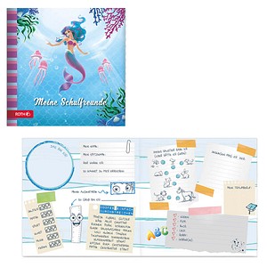 ROTH Freundebuch Meerjungfrau ca. DIN A4 liniert, blau Hardcover 64 Seiten, 1 St.