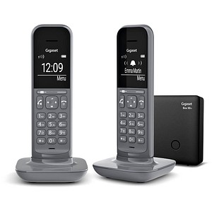 ++ mit Gigaset dark Anrufbeantworter büroplus Telefon-Set CL390A Duo grey Schnurloses