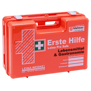 LEINA-WERKE Erste-Hilfe-Koffer Pro Safe Lebensmittel & Gastronomie DIN 13157 + Erweiterung orange