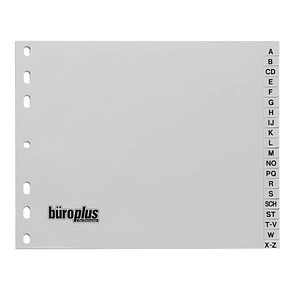 büroplus Ordnerregister DIN A4 Halbformat A-Z grau 20-teilig, 1 Satz