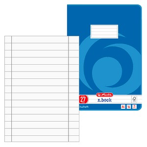 herlitz Schulhefte x.book Lineatur 27 liniert DIN A4 mit Randlinie (innen und außen), 16 Blatt, 1 St.