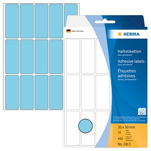 HERMA Etiketten 2413 blau 50,0 x 20,0 mm, 32 Blatt