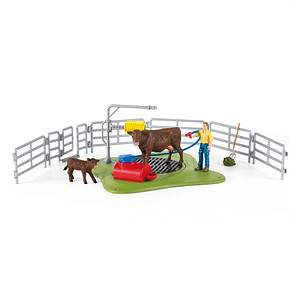 Schleich® Farm World 42529 Kuh Waschstation Spielfiguren-Set