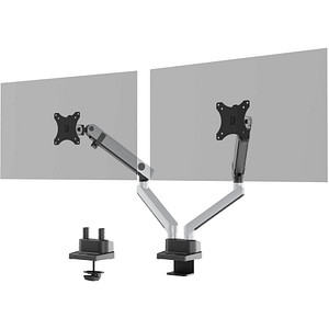 DURABLE Monitor-Halterung SELECT PLUS 509723 silber für 2 Monitore, Tischklemme, Tischbohrung