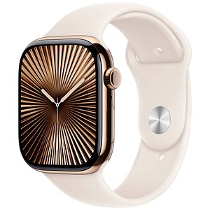 Apple Watch Series 10 46 mm Titan (GPS+Cellular) Sportarmband M/L  polarstern, gold