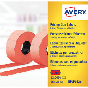 AVERY Zweckform Preisetiketten leuchtrot permanent 26,0 x 16,0 mm, 10 Rollen