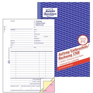 AVERY Zweckform Auftrag/Lieferscheine /Rechnungen Formularbuch 1749