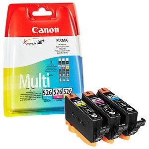 Canon CLI-526 C/M/Y cyan, büroplus ++ Druckerpatronen, 3er-Set magenta, gelb