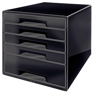 LEITZ Schubladenbox CUBE Duo Colour  schwarz/grau 52531095, DIN A4 mit 5 Schubladen