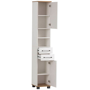 MÖBELPARTNER Badschrank Jelda 154220 eiche landhaus, weiß 30,3 x 32,6 x 180,9 cm