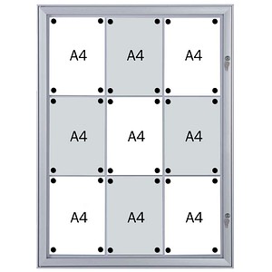 FRANKEN Schaukasten Security silber 9x DIN A4 74,1 x 2,3 x 100,4 cm, 1 St.