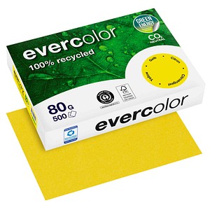 Clairefontaine Recyclingpapier Evercolor gelb DIN A4 80 g/qm 500 Blatt