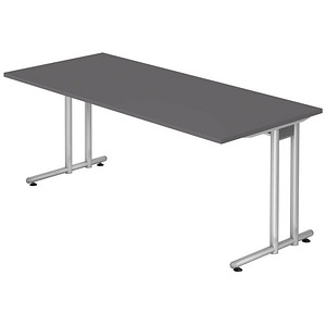 HAMMERBACHER NS19 Schreibtisch grafit rechteckig, C-Fuß-Gestell silber 180,0 x 80,0 cm