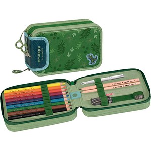 BRUNNEN Federmäppchen befüllt s'maepp Sweet Dino Jungle grün 33-teilig, 20,0 x 7,5 cm