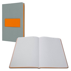 SIGEL Notizbuch Linescape DIN A5 kariert, hellgrau, neon-orange Hardcover 176 Seiten, 1 St.