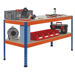 SCHULTE Werkbank blau, orange 245,0 x 123,0 x 99,0 cm