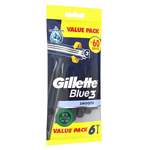 6 + 6 GRATIS: Gillette Blue 3 Smooth Rasierer Herren 6 St. + GRATIS 6x 6 St.