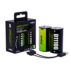 2 VERICO USB-Akkus mit Ladekabel LoopEnergy Mono D Mono D