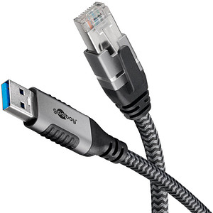 goobay USB A 3.0/RJ45 CAT 6 Kabel 15,0 m grau, schwarz