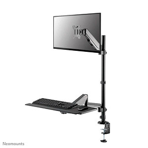 Neomounts höhenverstellbarer PC-Tisch schwarz für 1 Monitor, 1 Tastatur, 1 Maus, Tischklemme