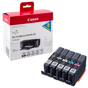 Canon PGI-72 PBK/GY/PM/PC/CO  schwarz, grau, foto magenta, foto cyan, Chroma Optimizer Druckerpatronen, 5er-Set