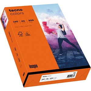 tecno Kopierpapier colors intensivorange DIN A4 160 g/qm 250 Blatt tecno Kopierpapier colors intensivorange DIN A4 160 g/qm 250 Blatt