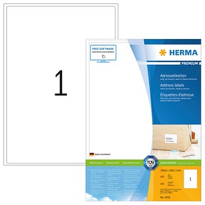 100 HERMA Adressetiketten 4252 weiß 199,6 x 289,1 mm