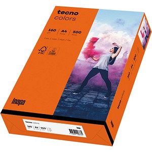 tecno Kopierpapier colors intensivorange DIN A4 160 g/qm 250 Blatt tecno Kopierpapier colors intensivorange DIN A4 160 g/qm 250 Blatt