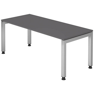 HAMMERBACHER JS19 höhenverstellbarer Schreibtisch grafit rechteckig, 4-Fuß-Gestell silber 180,0 x 80,0 cm