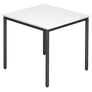 HAMMERBACHER Konferenztisch VDR08 weiß quadratisch, Rundrohr schwarz, 80,0 x 80,0 x 72,0 cm