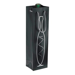VP Geschenktüten für Flaschen bottle bag schwarz/silber 9,5 x 38,0 cm, 25 St.