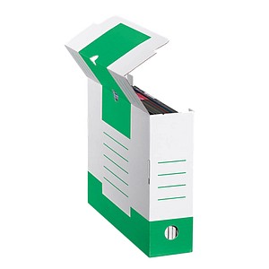 10 Cartonia Archivboxen weiß/grün 8,3 x 34,0 x 25,2 cm