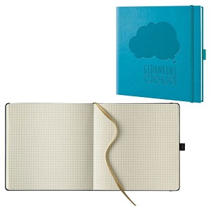 Lediberg Notizbuch Gedanken Cloud quadratisch kariert, türkis Hardcover 240 Seiten, 1 St.
