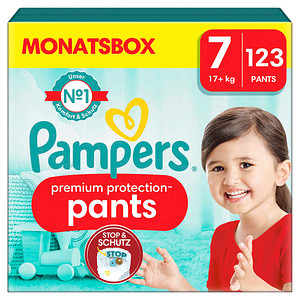 Pampers® Windeln premium protection™ Monatsbox Größe Gr.7 (17+ kg) für Kids und Teens (4-12 Jahre), 123 St.