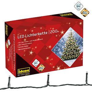 Idena 200er LED Lichterkette grün 27,9 m